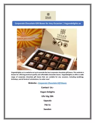 Corporate Chocolate Gift Boxes for Any Occasion | Vegandelights.se