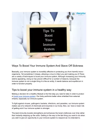Ways To Boost Your Immune System And Stave Off Sickness.