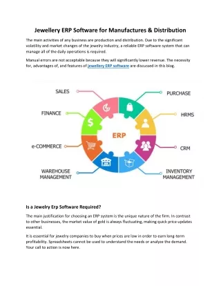 Jewellery ERP Software for Manufactures & Distribution