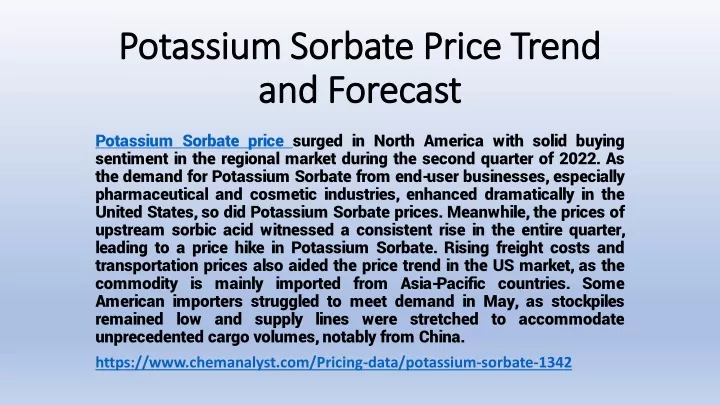 potassium sorbate price trend and forecast