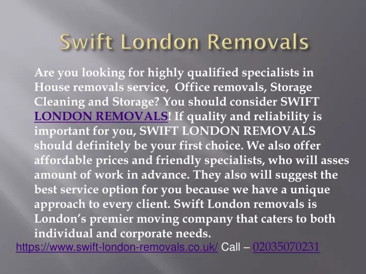 swift london removals