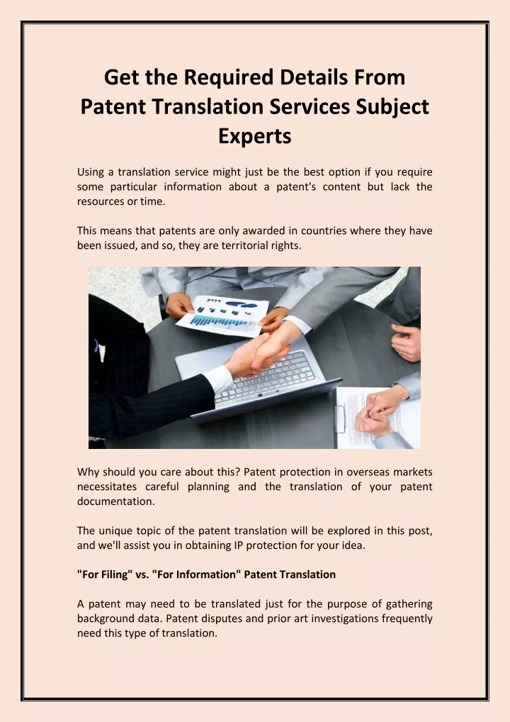 get the required details from patent translation
