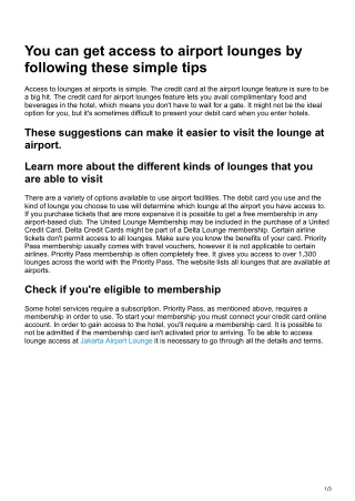 you can get access to airport lounges
