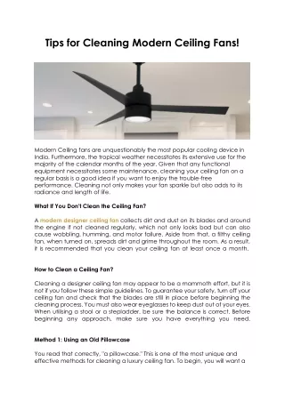 Tips for Cleaning Modern Ceiling Fans