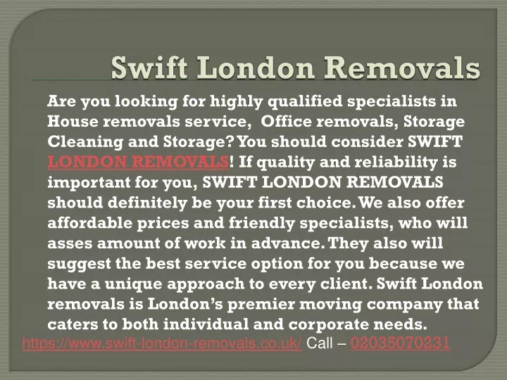 swift london removals