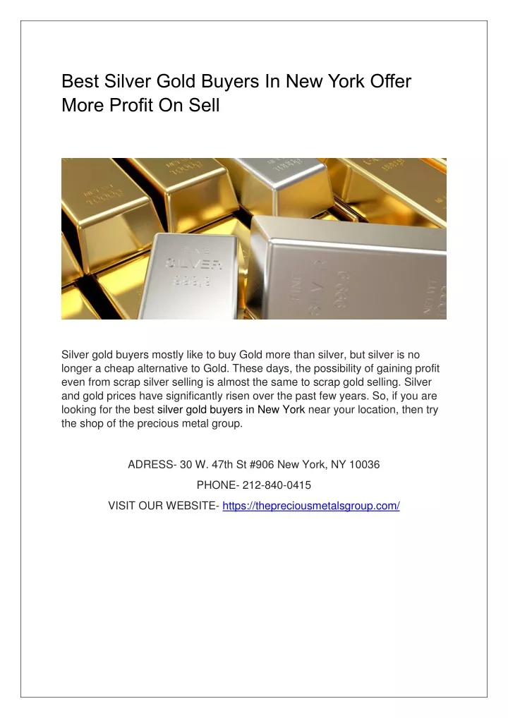 best silver gold buyers in new york offer more