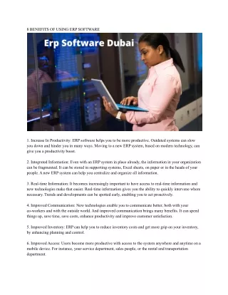 8 benefits of using erp software