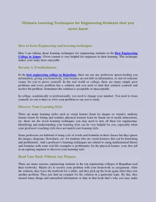 ultimate learning techniques for engineering