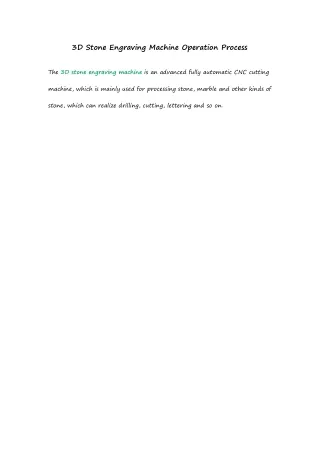 3d stone engraving machine operation process