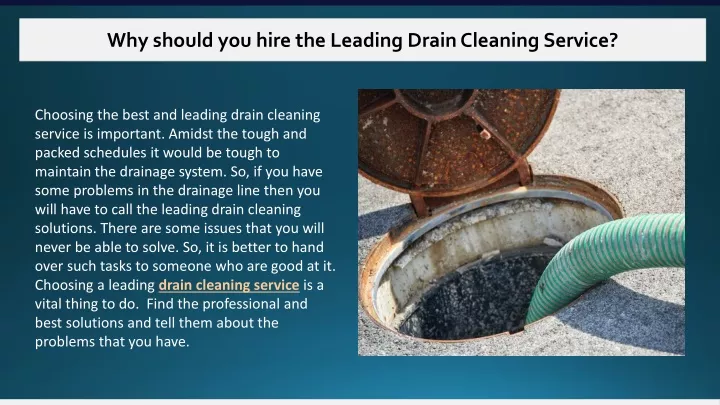 why should you hire the leading drain cleaning