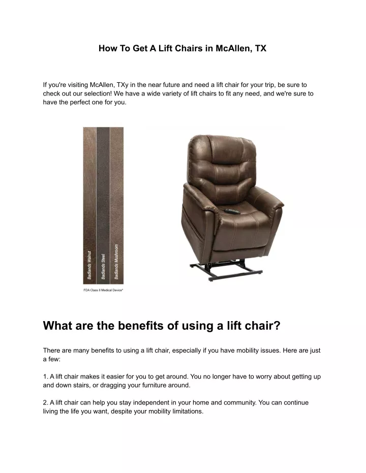 how to get a lift chairs in mcallen tx