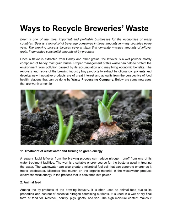 ways to recycle breweries waste