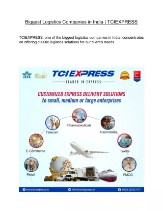 Biggest Logistics Companies in India  | TCIEXPRESS