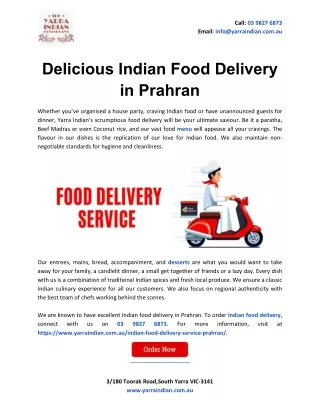 Delicious Indian Food Delivery in Prahran