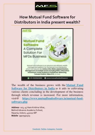 how mutual fund software for distributors