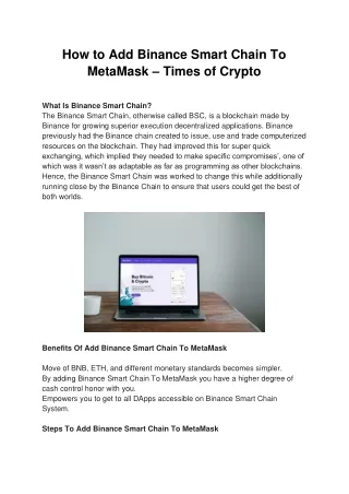 How to Add Binance Smart Chain To MetaMask - Times of Crypto