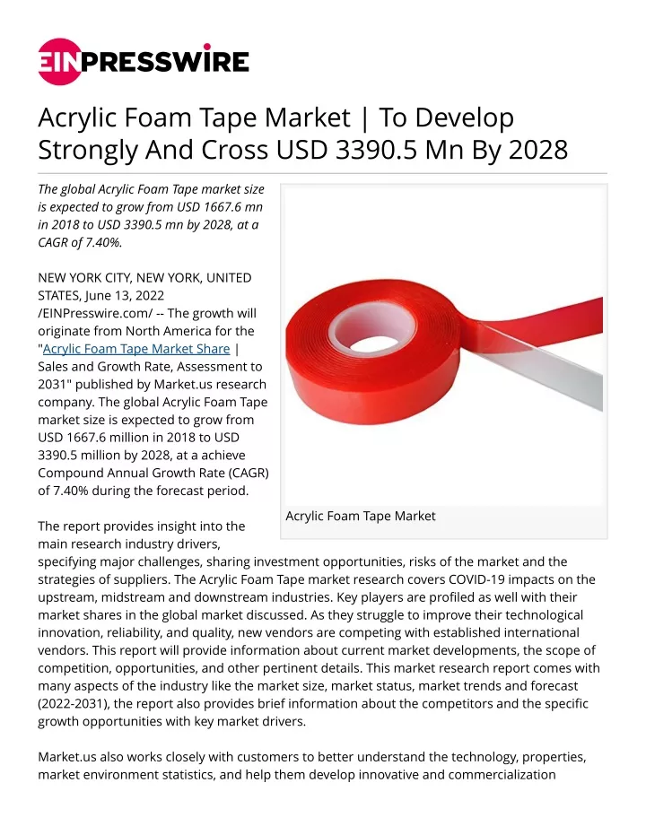 acrylic foam tape market to develop strongly