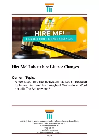 Labour hire Licence Changes