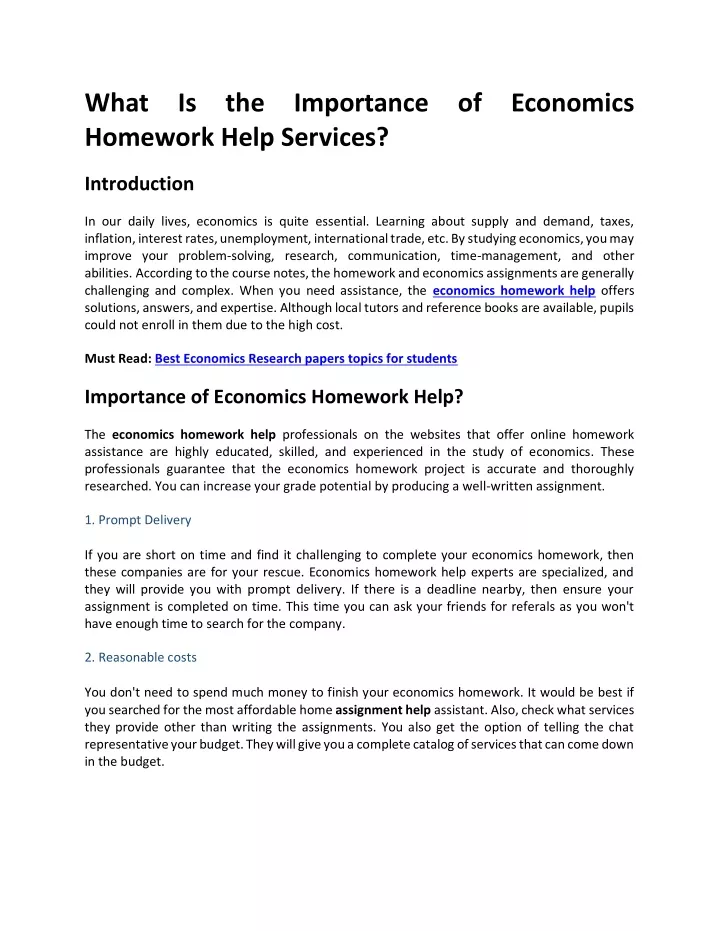 what is the importance of economics homework help