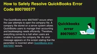 How to Safely Resolve QuickBooks Error Code 80070057_PPT