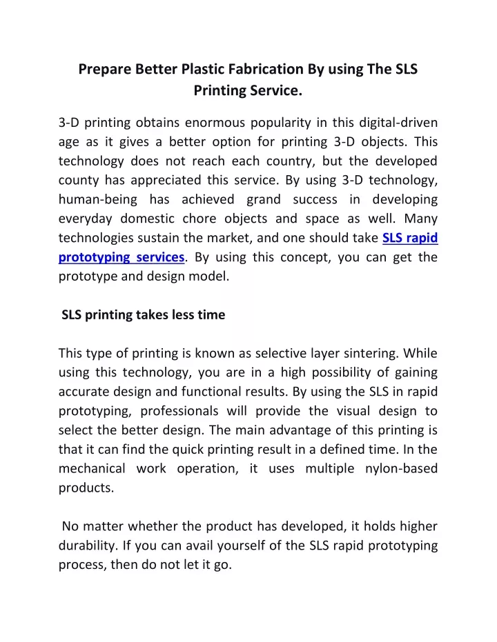 prepare better plastic fabrication by using