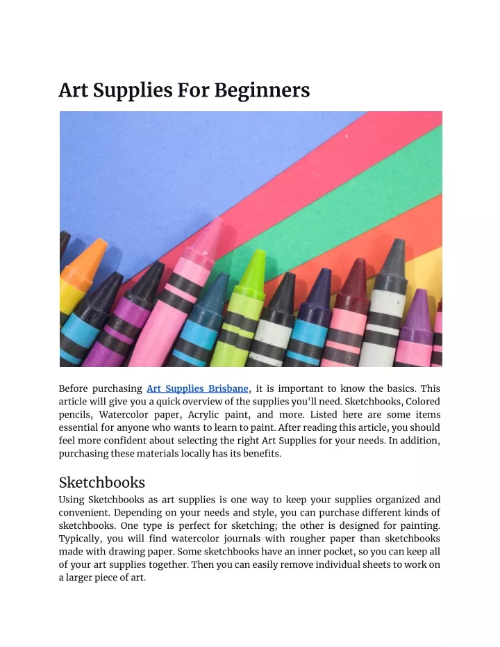 art supplies for beginners