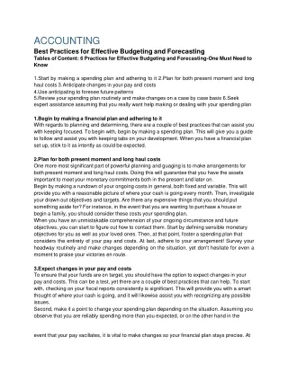 Best Practices for Effective Budgeting and Forecasting Augut 17