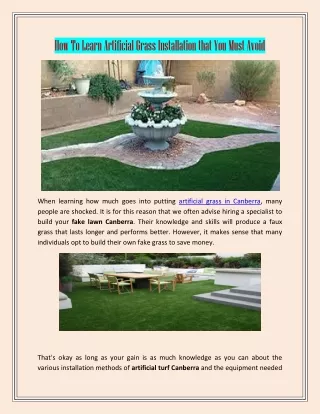 how to learn artificial grass installation that