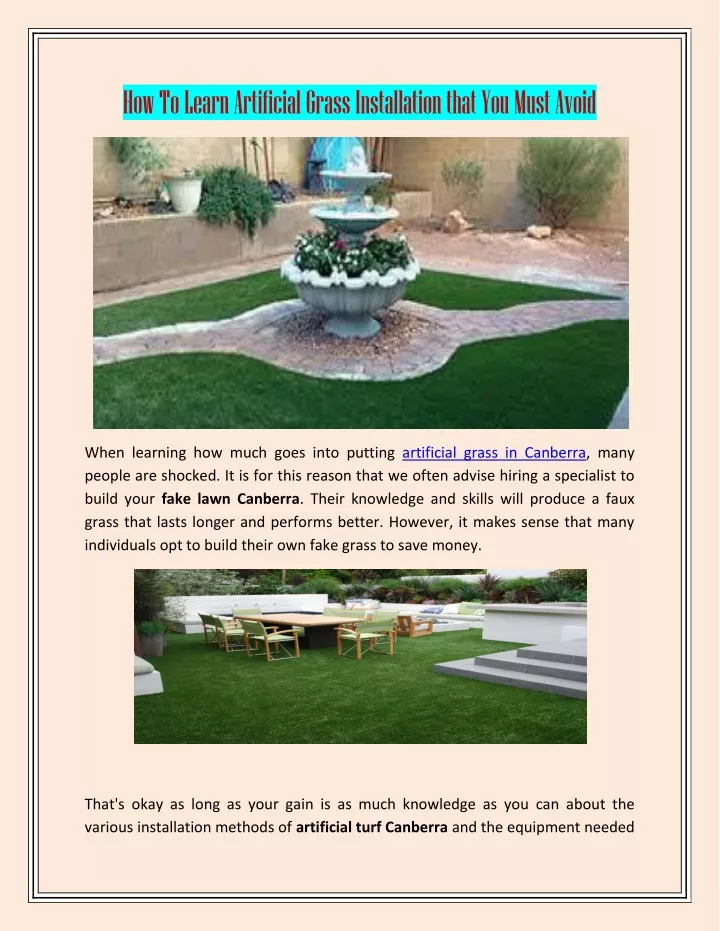 how to learn artificial grass installation that