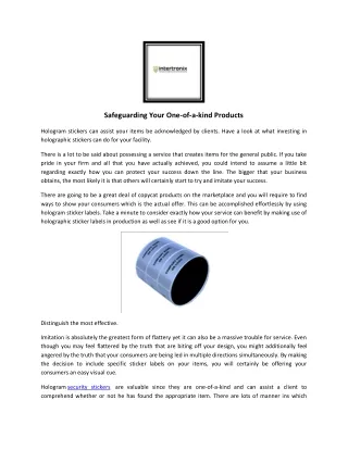 safeguarding your one of a kind products