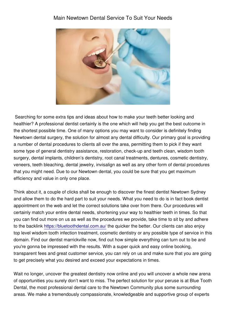 main newtown dental service to suit your needs