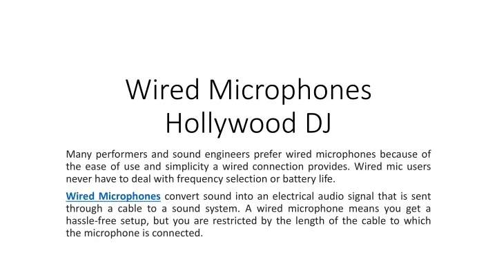 wired microphones hollywood dj