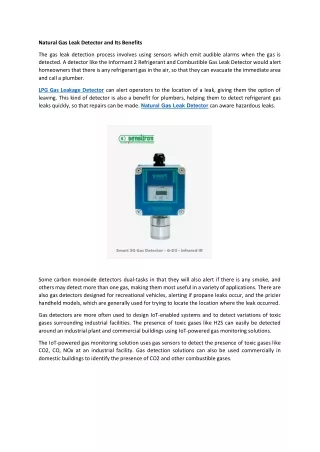 Natural Gas Leak Detector and Its Benefits