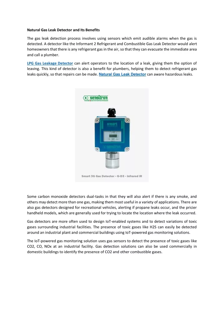 natural gas leak detector and its benefits
