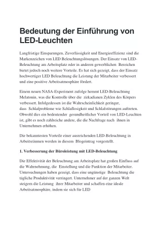 Bedeutung der Einführung von LED-Leuchten