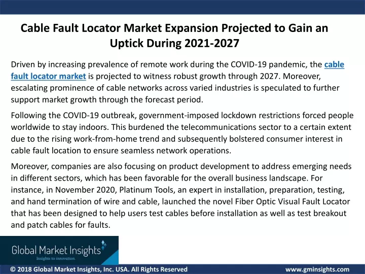 cable fault locator market expansion projected