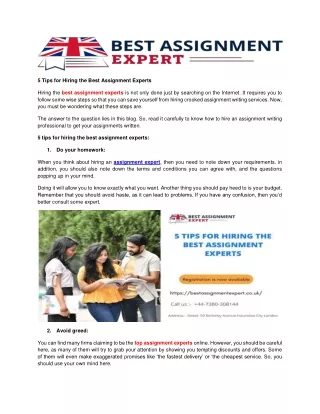 5 tips for hiring the best assignment experts
