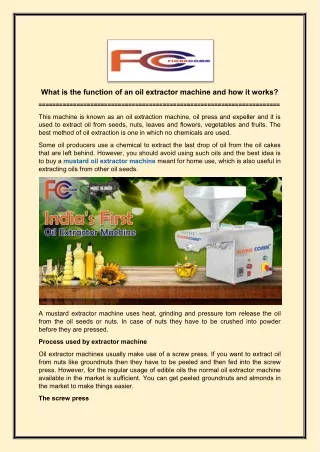 Mustard oil extractor machine