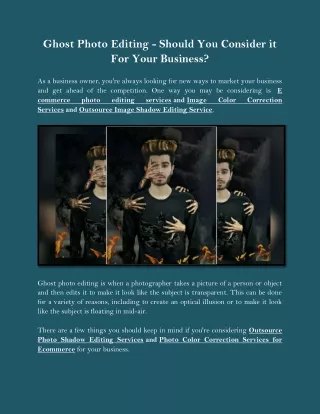 Ghost Photo Editing - Should You Consider it For Your Business