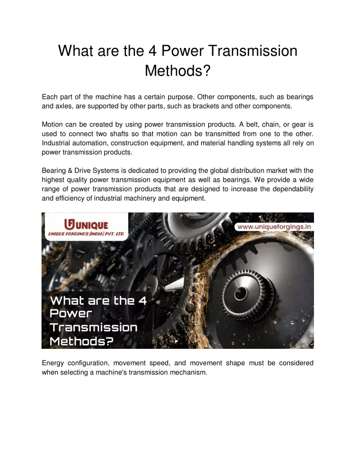 what are the 4 power transmission methods