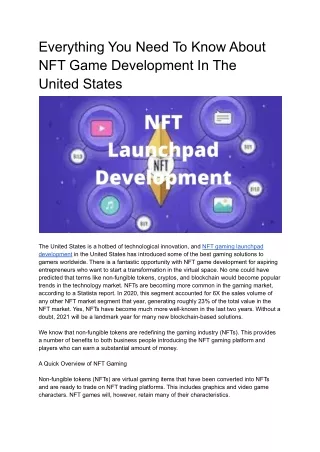 Everything You Need To Know About NFT Game Development In The United States