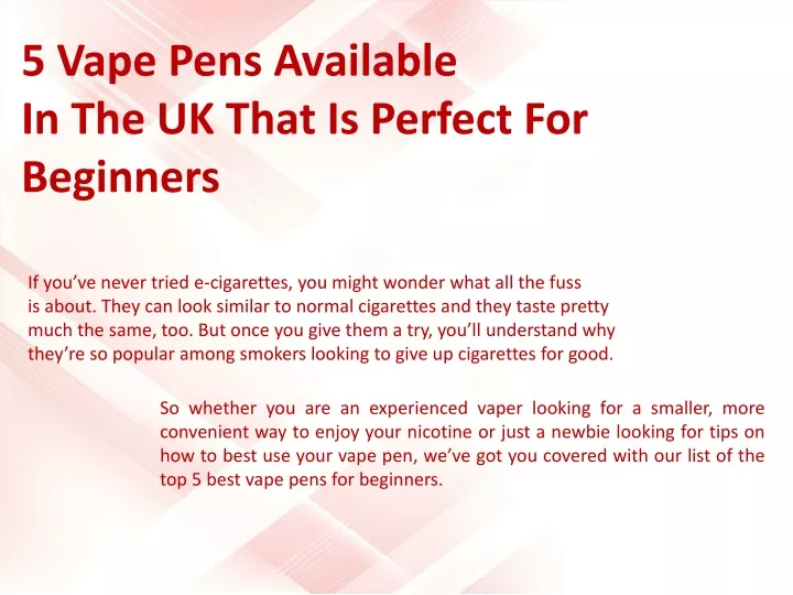 5 vape pens available in the uk that is perfect