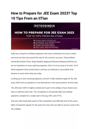 how to prepare for jee exam 2023 top 10 tips from