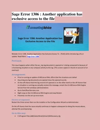 sage error 1306 another application has exclusive