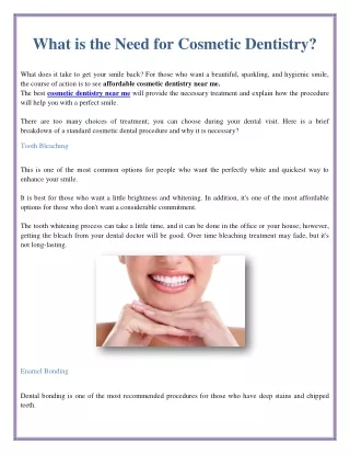 what is the need for cosmetic dentistry
