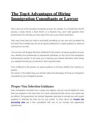 The Top 6 Advantages of Hiring Immigration Consultants or Lawyer