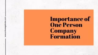 Importance of One Person Company Formation