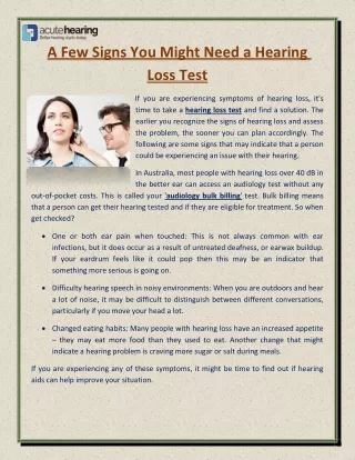 a few signs you might need a hearing loss test