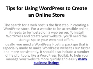 tips for using wordpress to create an online store