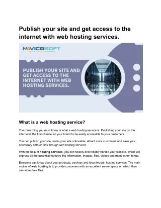 Publish your site and get access to the internet with web hosting services